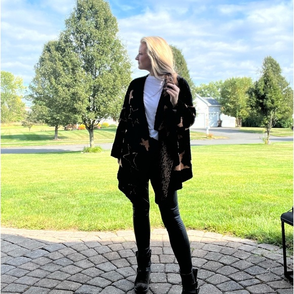 NWOT Pol Star Print Drape Cardigan - Picture 2 of 8